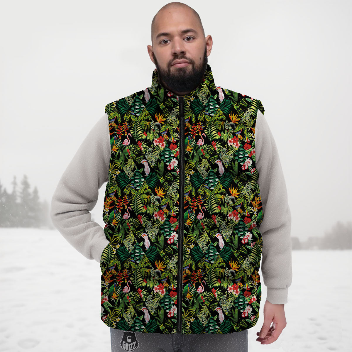 Patchwork Exotic Print Pattern Down Vest