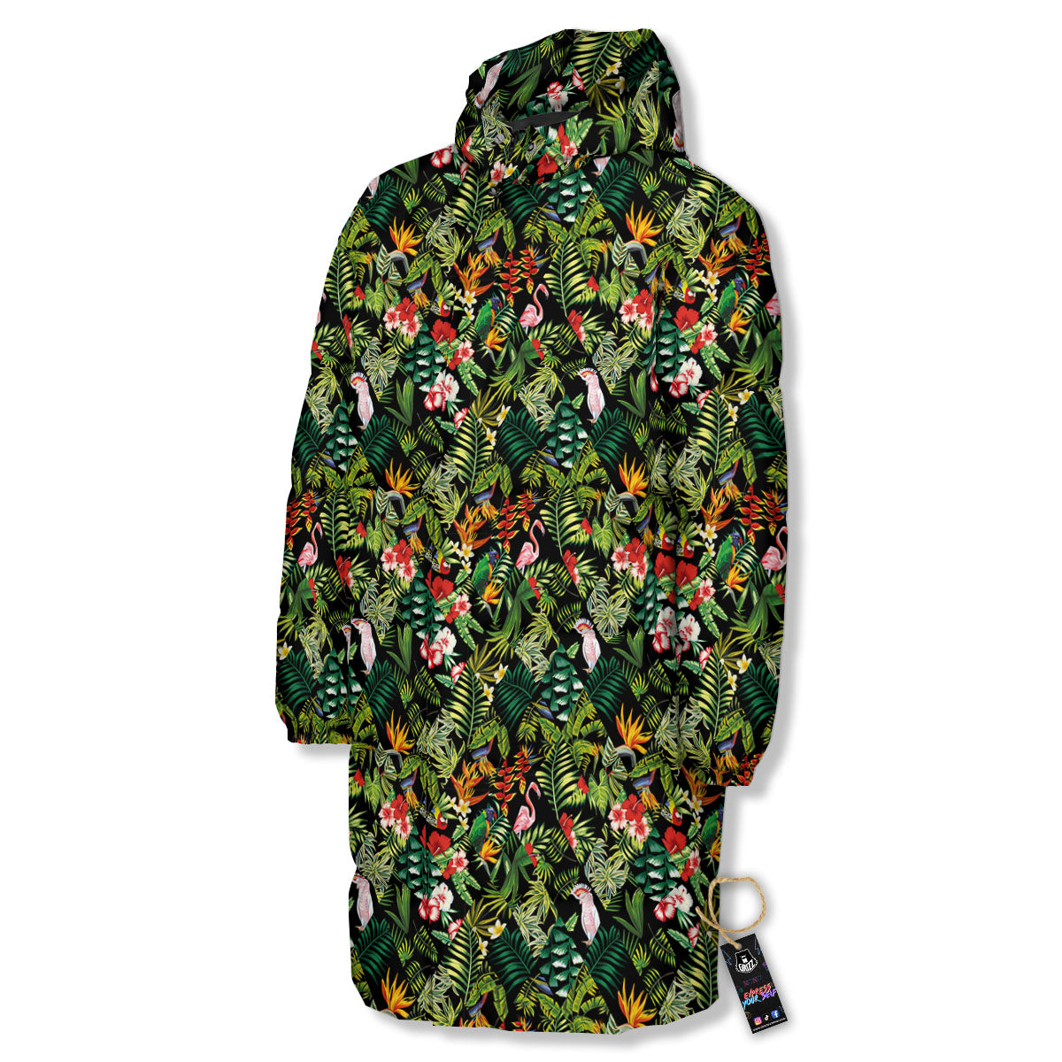 Patchwork Exotic Print Pattern Long Down Jacket-grizzshop