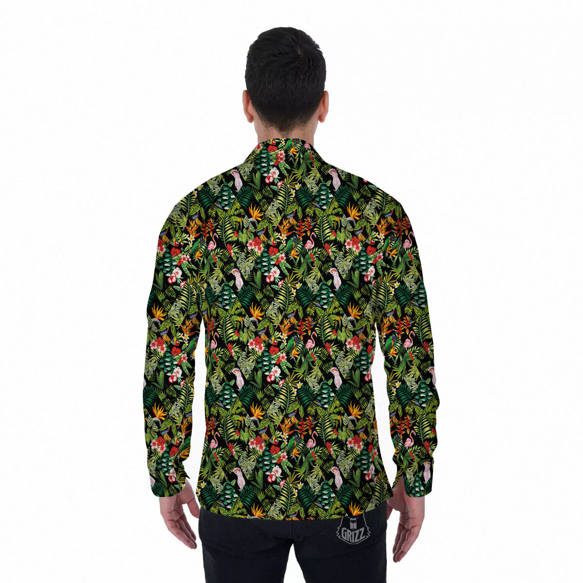 Patchwork Exotic Print Pattern Men's Long Sleeve Shirts-grizzshop