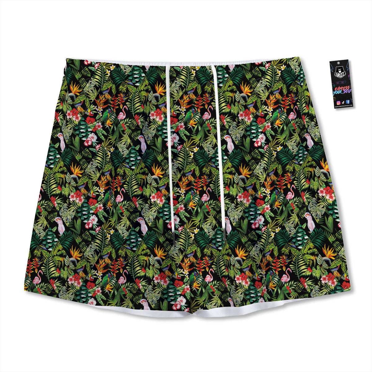 Patchwork Exotic Print Pattern Mesh Shorts