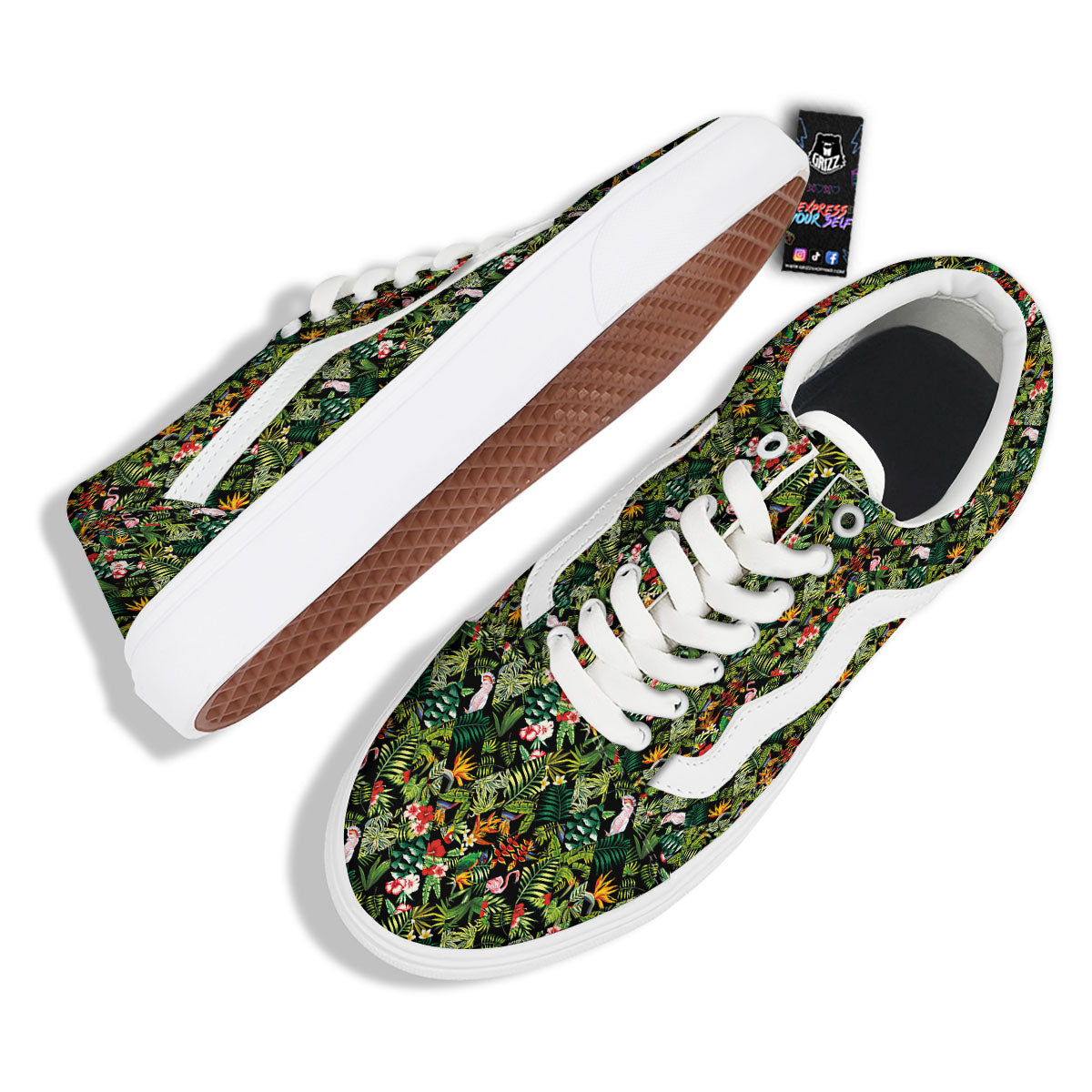 Patchwork Exotic Print Pattern Skate Shoes-grizzshop