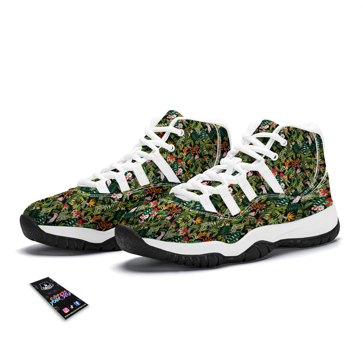 Patchwork Exotic Print Pattern White Bball Shoes-grizzshop