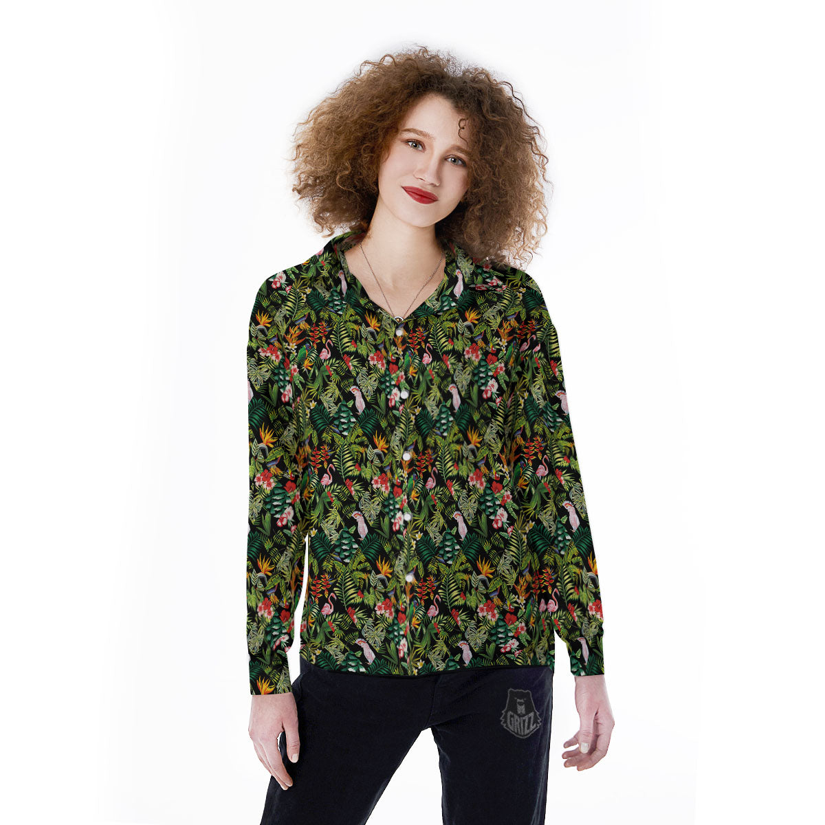 Patchwork Exotic Print Pattern Women's Long Sleeve Shirts-grizzshop