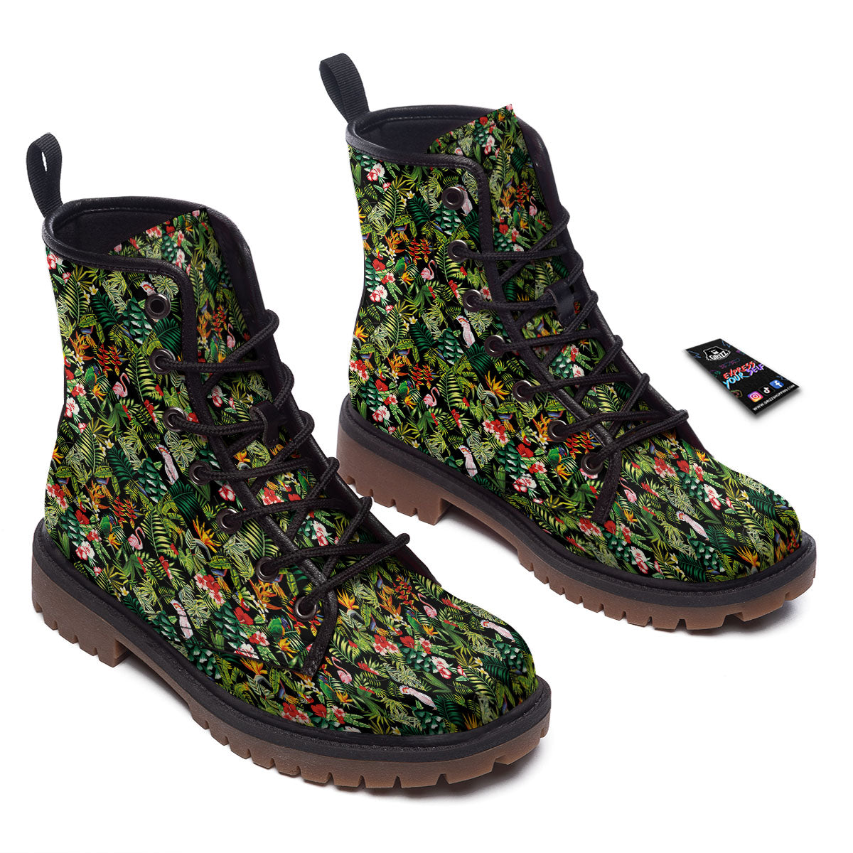 Patchwork Exotic Print Pattern Work Boots-grizzshop