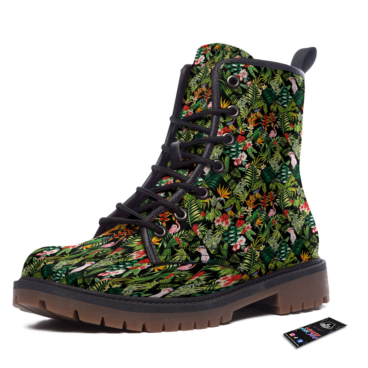 Patchwork Exotic Print Pattern Work Boots-grizzshop