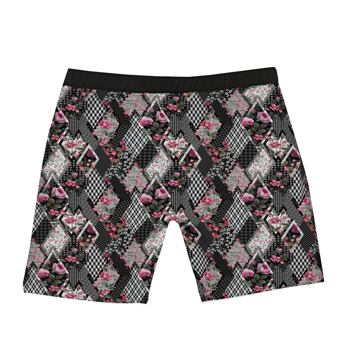 Patchwork Floral Black Pink Print Pattern Boxer Briefs-grizzshop
