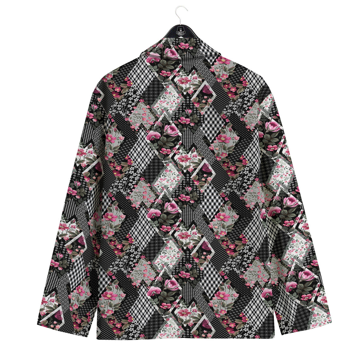 Patchwork Floral Black Pink Print Pattern Men's Sport Coat-grizzshop