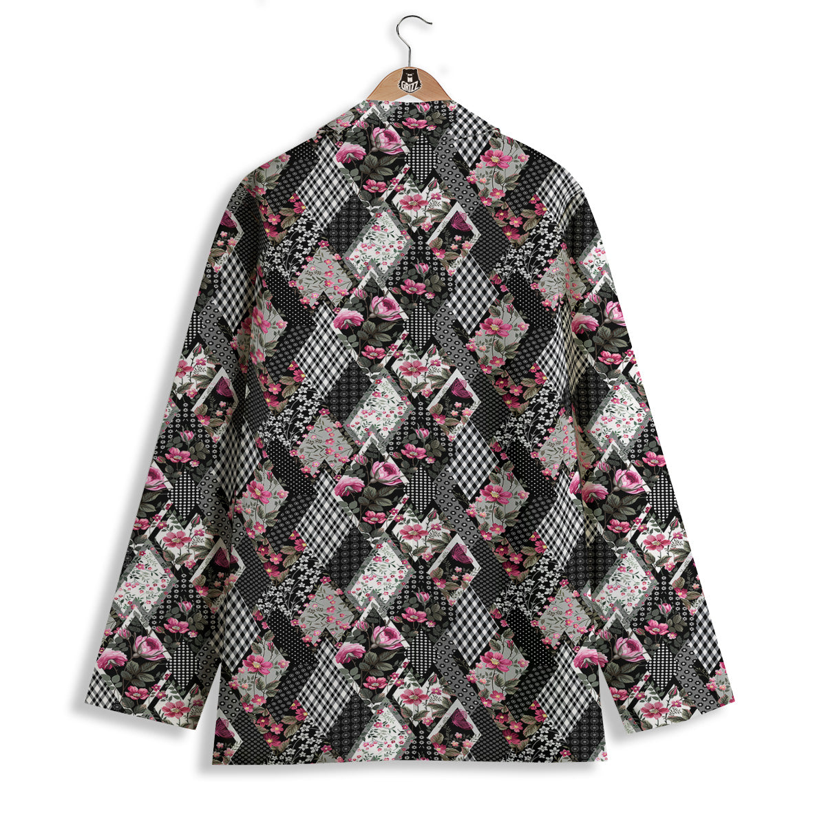 Patchwork Floral Black Pink Print Pattern Women's Blazer-grizzshop