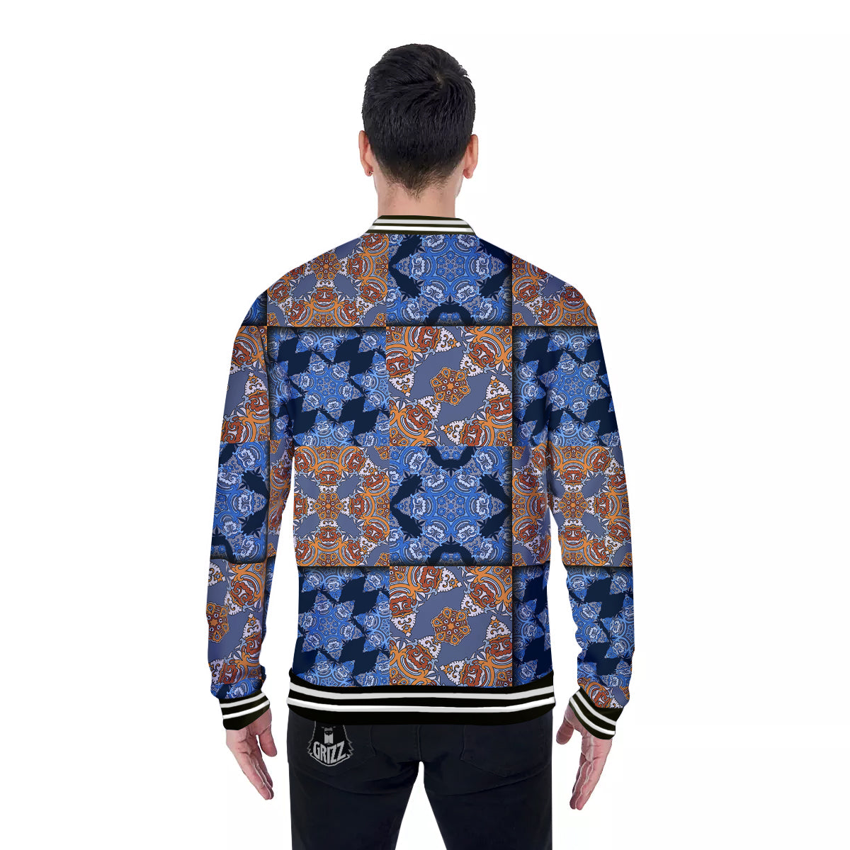 Patchwork Floral Vintage Print Pattern Baseball Jacket-grizzshop