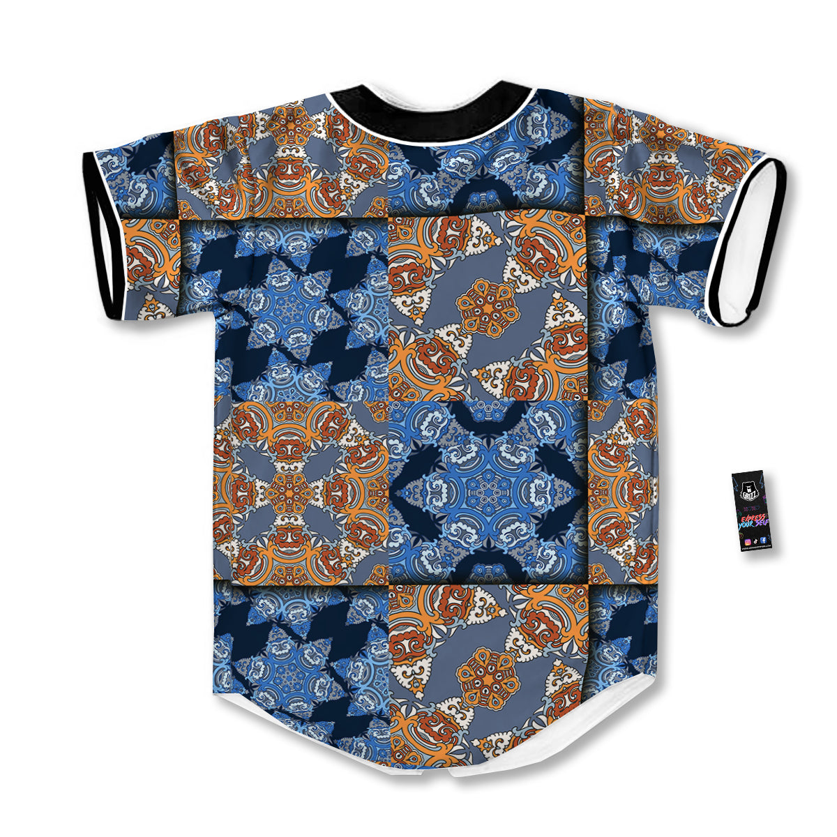 Patchwork Floral Vintage Print Pattern Baseball Jersey-grizzshop