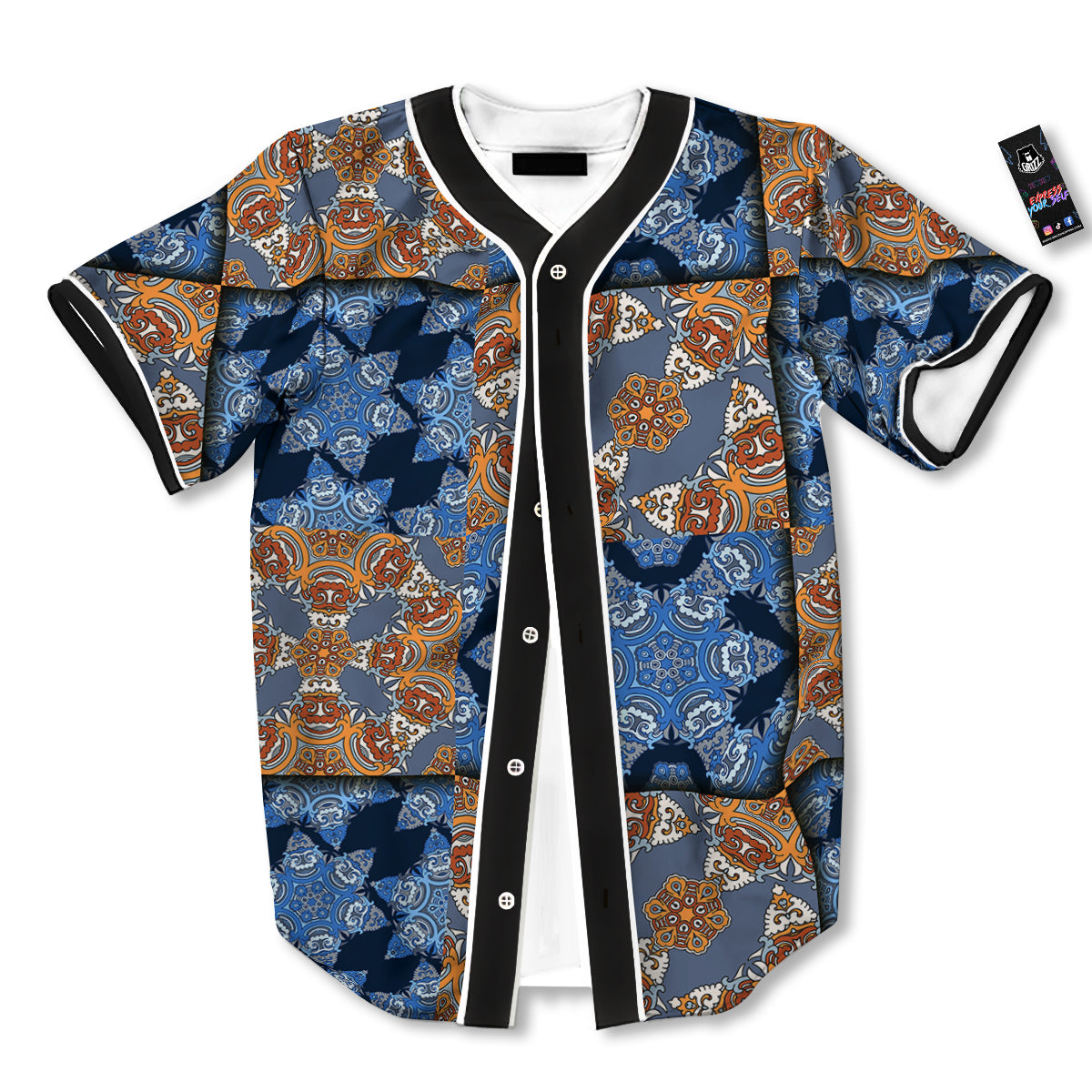 Patchwork Floral Vintage Print Pattern Baseball Jersey-grizzshop