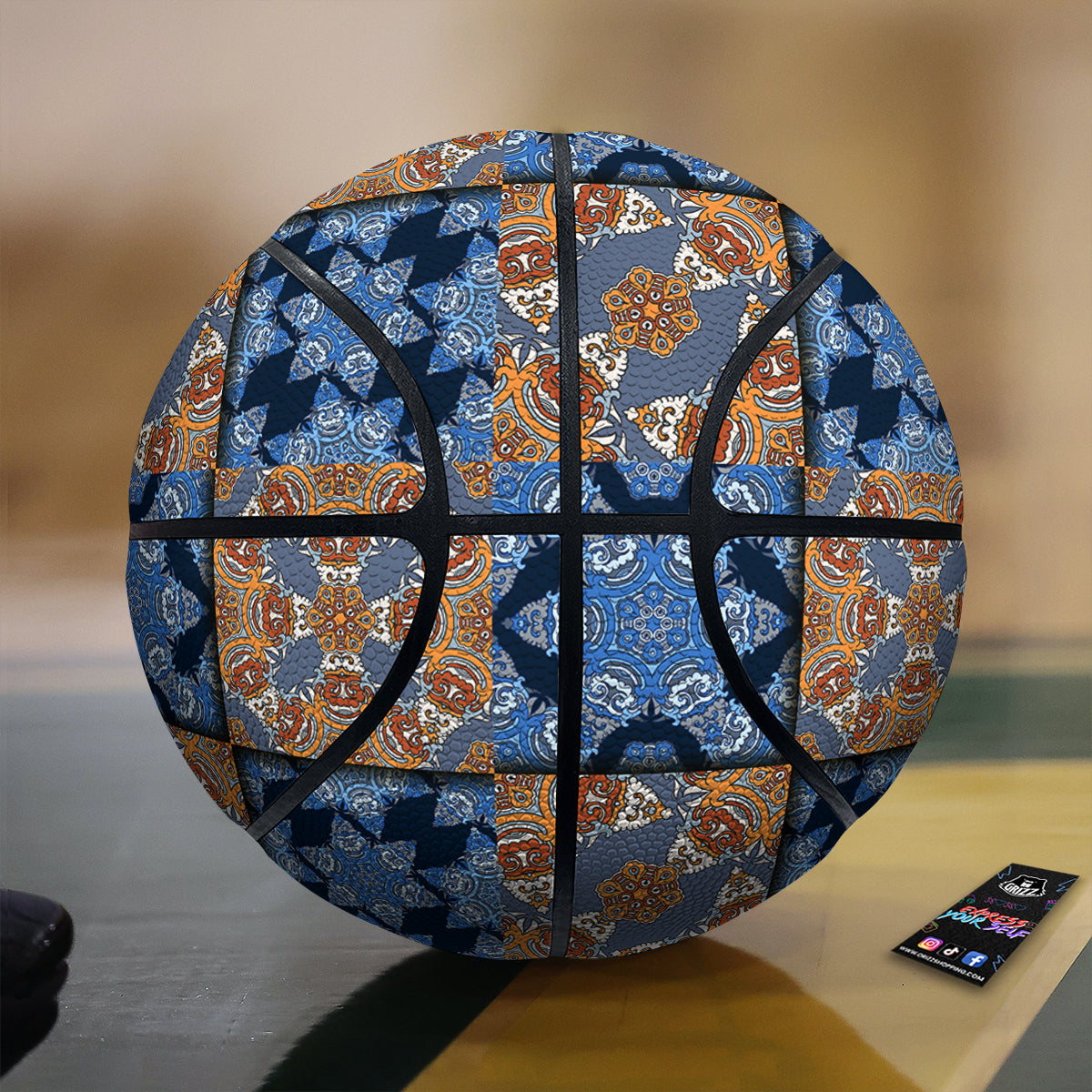 Patchwork Floral Vintage Print Pattern Basketball