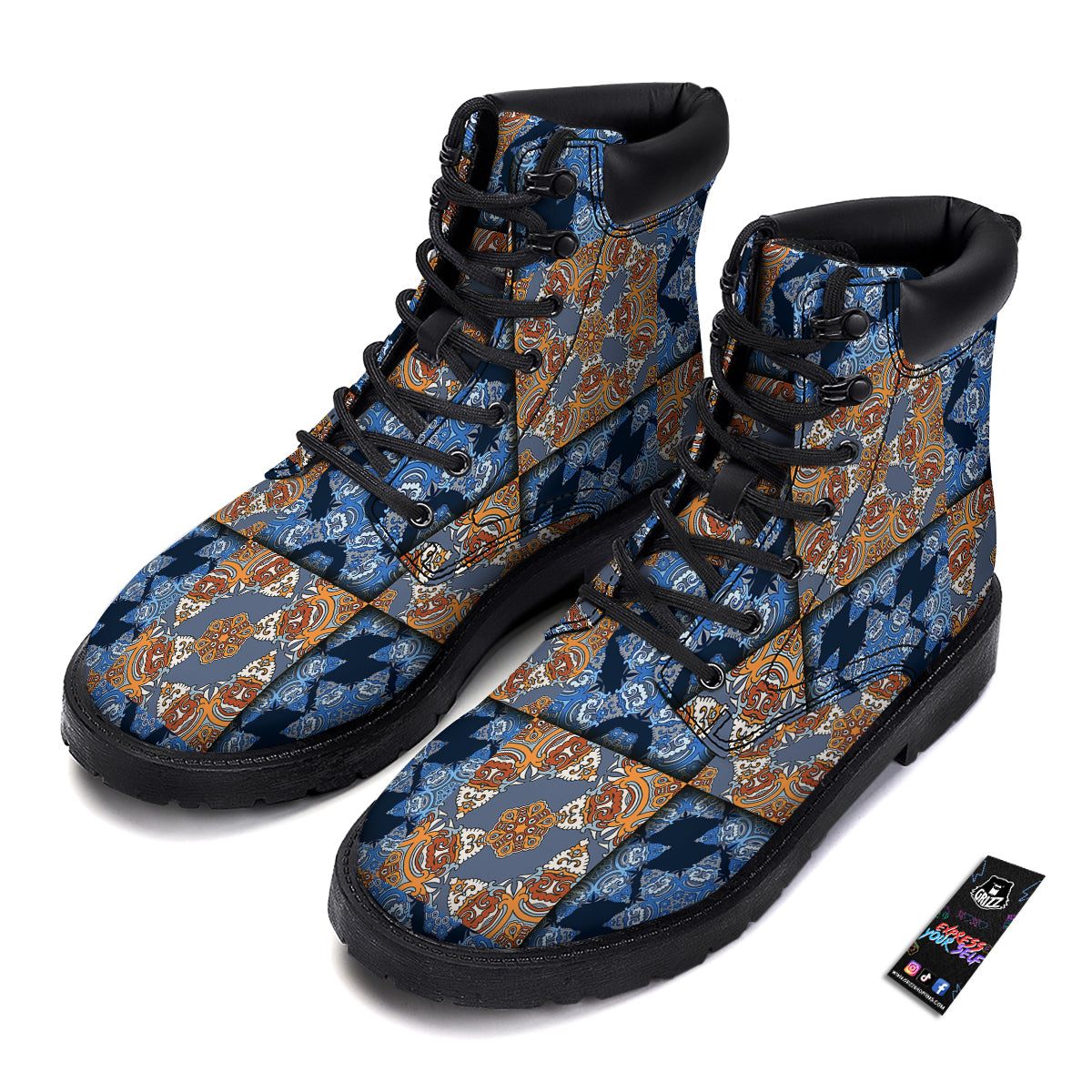 Patchwork Floral Vintage Print Pattern Boots-grizzshop