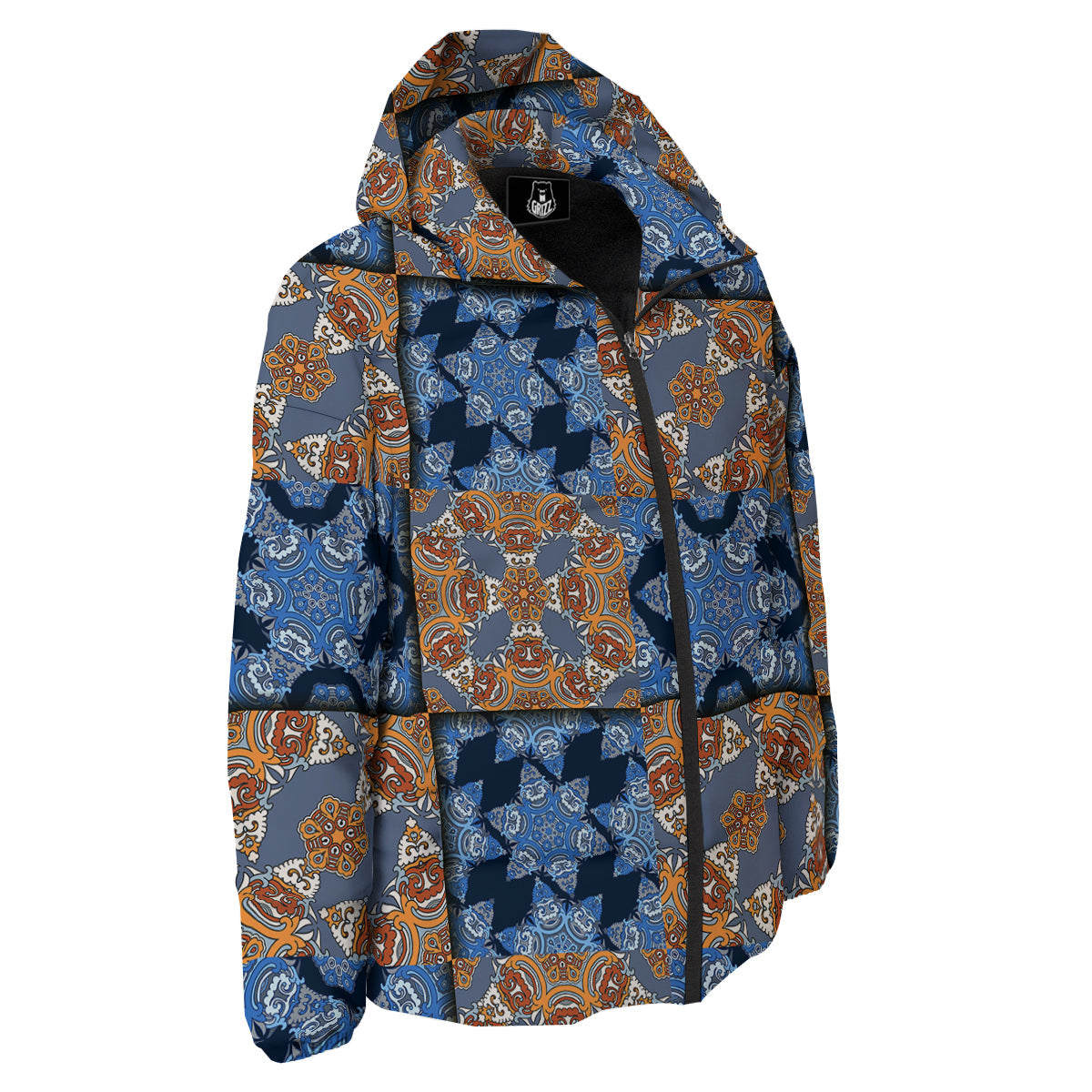Patchwork Floral Vintage Print Pattern Down Jacket-grizzshop