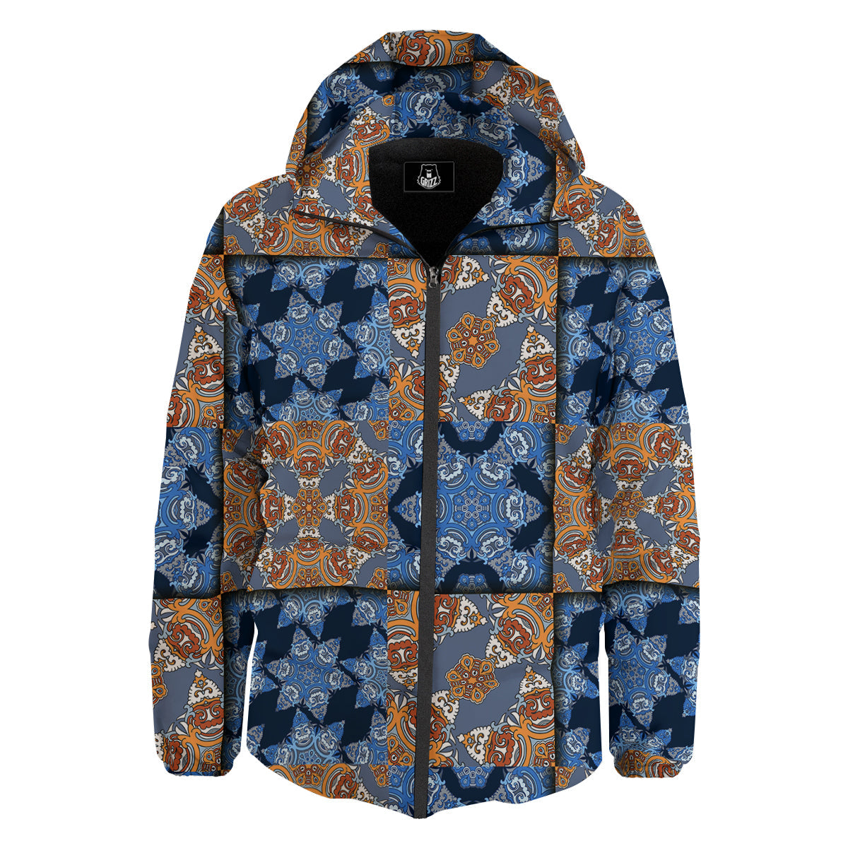 Patchwork Floral Vintage Print Pattern Down Jacket-grizzshop