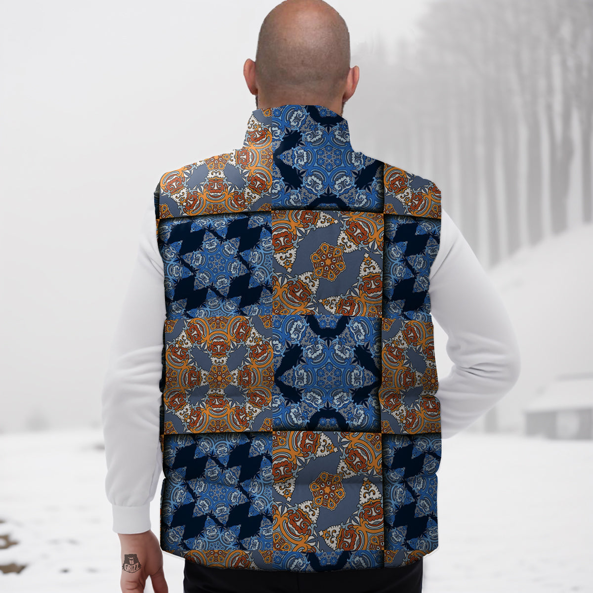 Patchwork Floral Vintage Print Pattern Down Vest