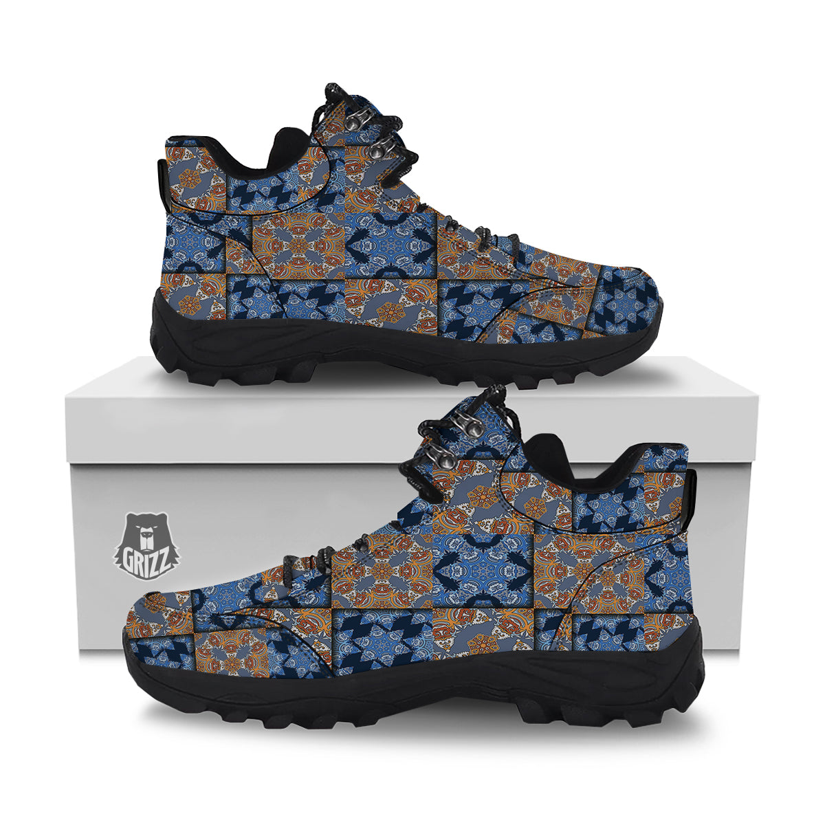 Patchwork Floral Vintage Print Pattern Hiking Shoes-grizzshop