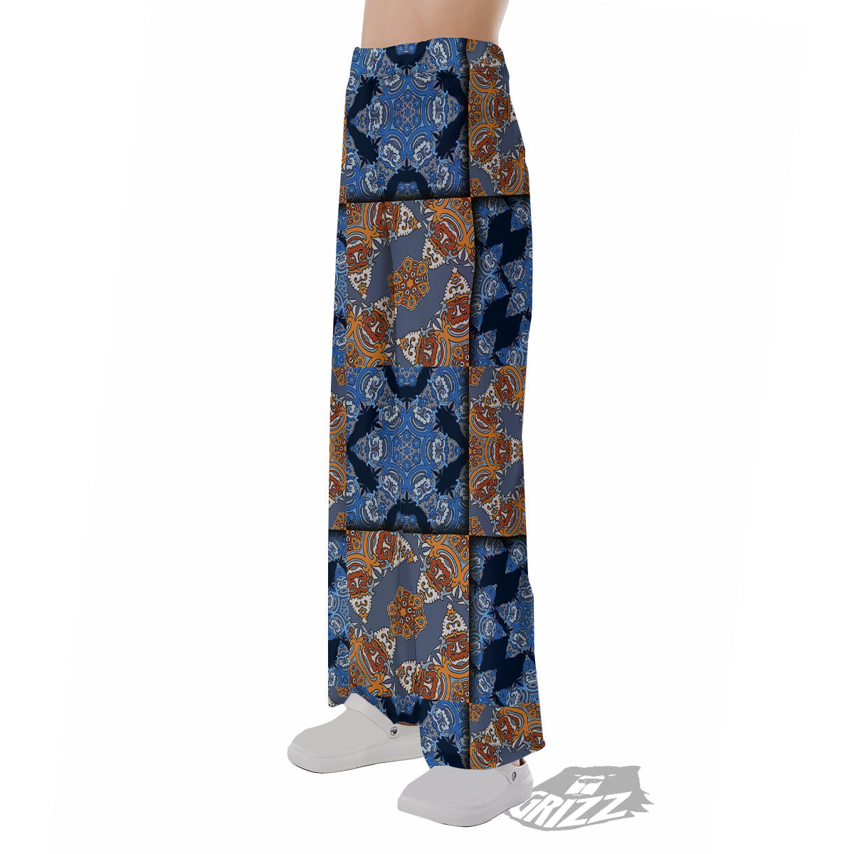Patchwork Floral Vintage Print Pattern Pajama Pants-grizzshop