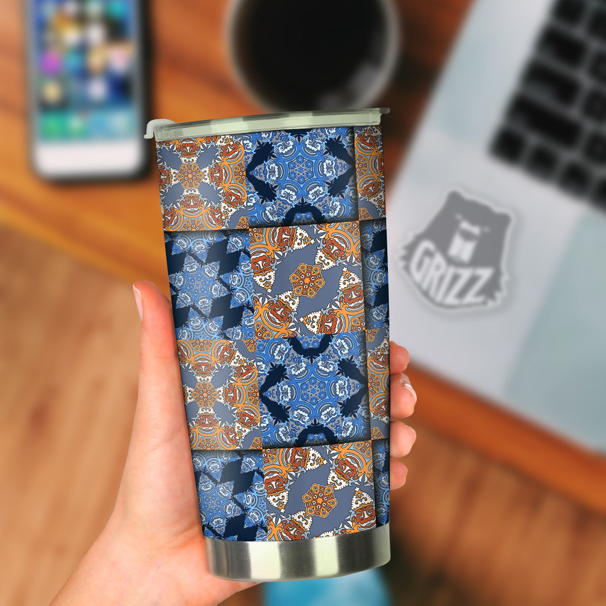 Patchwork Floral Vintage Print Pattern Tumbler-grizzshop