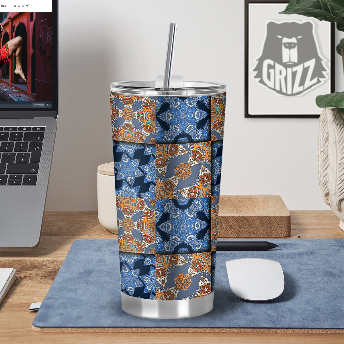 Patchwork Floral Vintage Print Pattern Tumbler-grizzshop