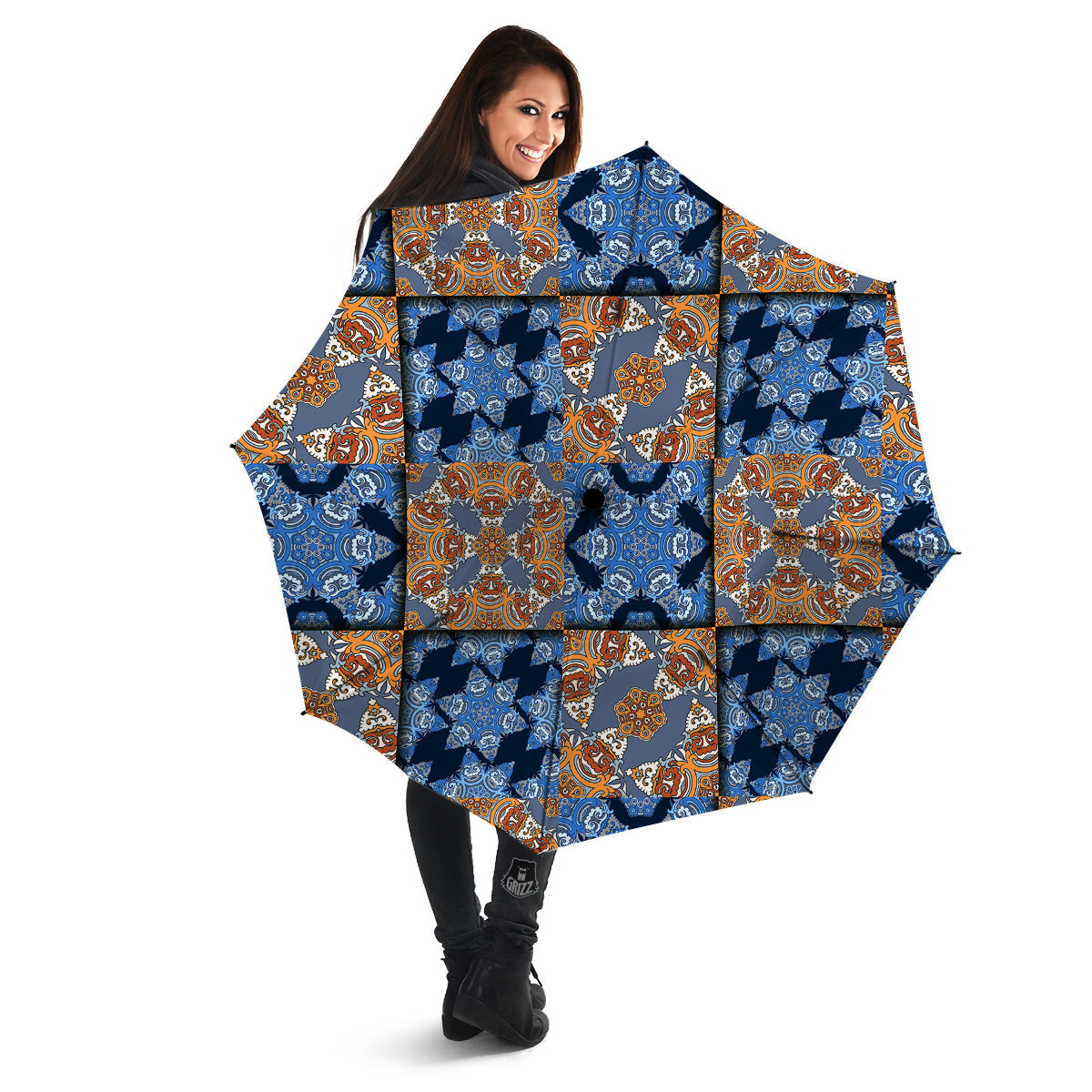 Patchwork Floral Vintage Print Pattern Umbrella-grizzshop