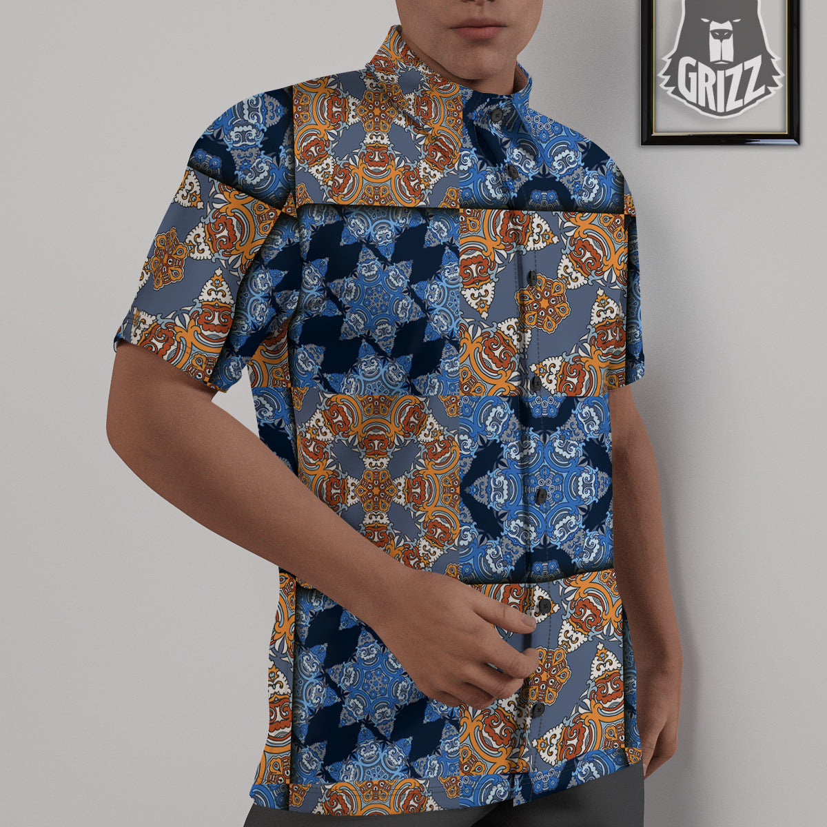 Patchwork Floral Vintage Print Pattern Untucked Shirts-grizzshop
