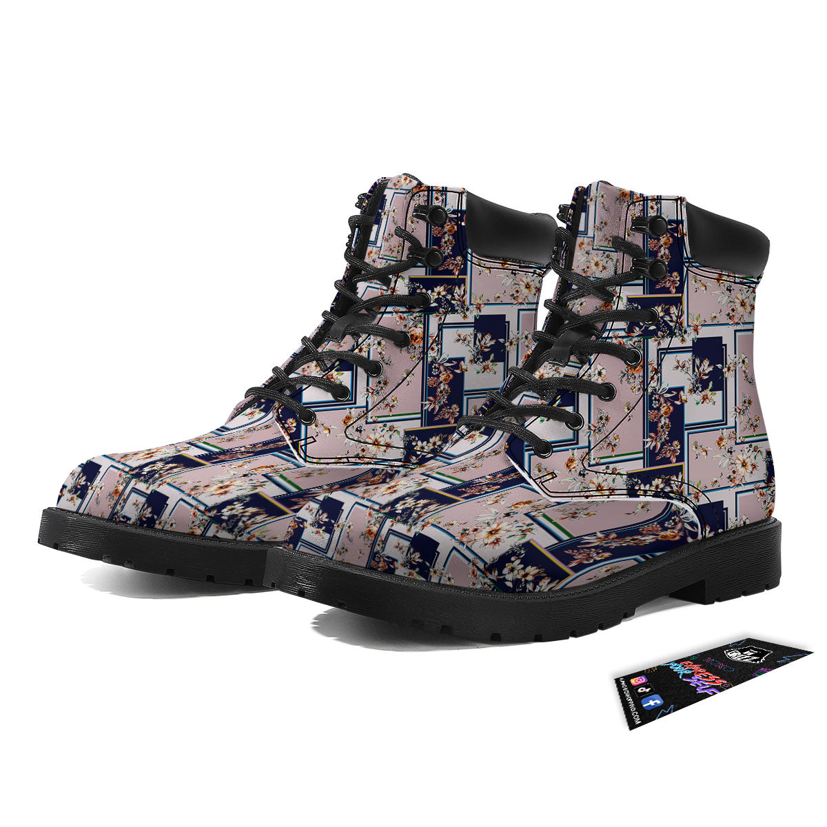 Patchwork Flower Vintage Print Pattern Boots-grizzshop