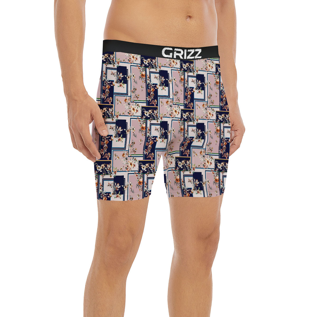 Patchwork Flower Vintage Print Pattern Boxer Briefs-grizzshop