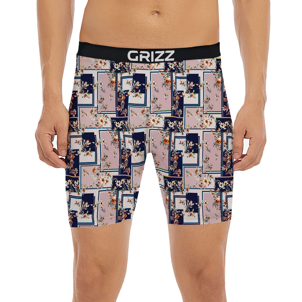 Patchwork Flower Vintage Print Pattern Boxer Briefs-grizzshop