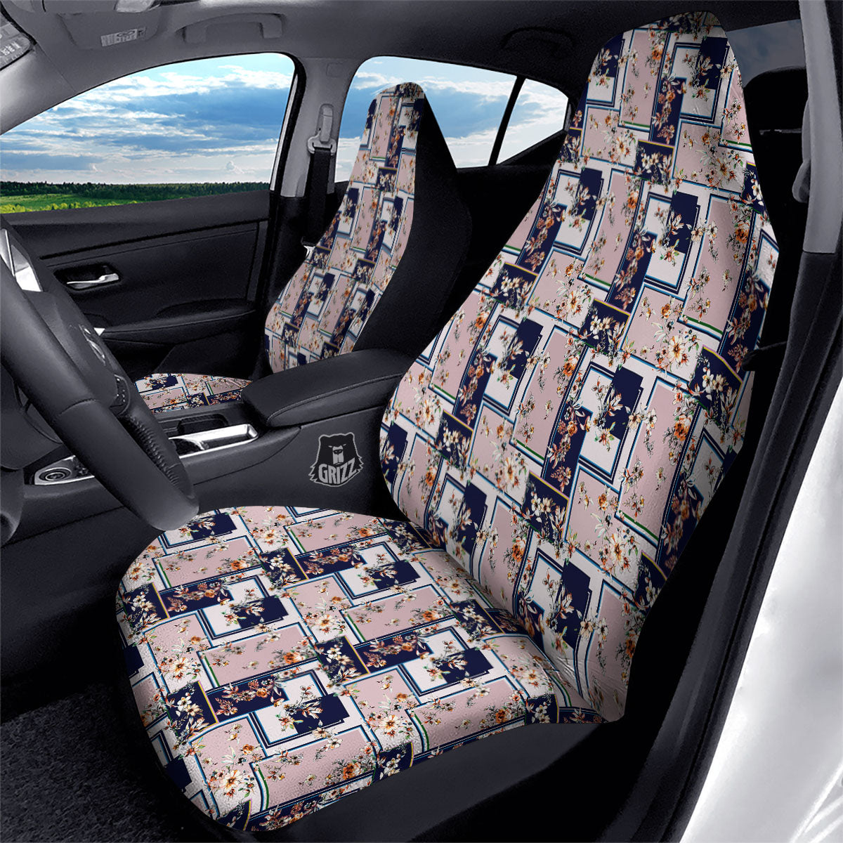 Patchwork Flower Vintage Print Pattern Car Seat Covers-grizzshop