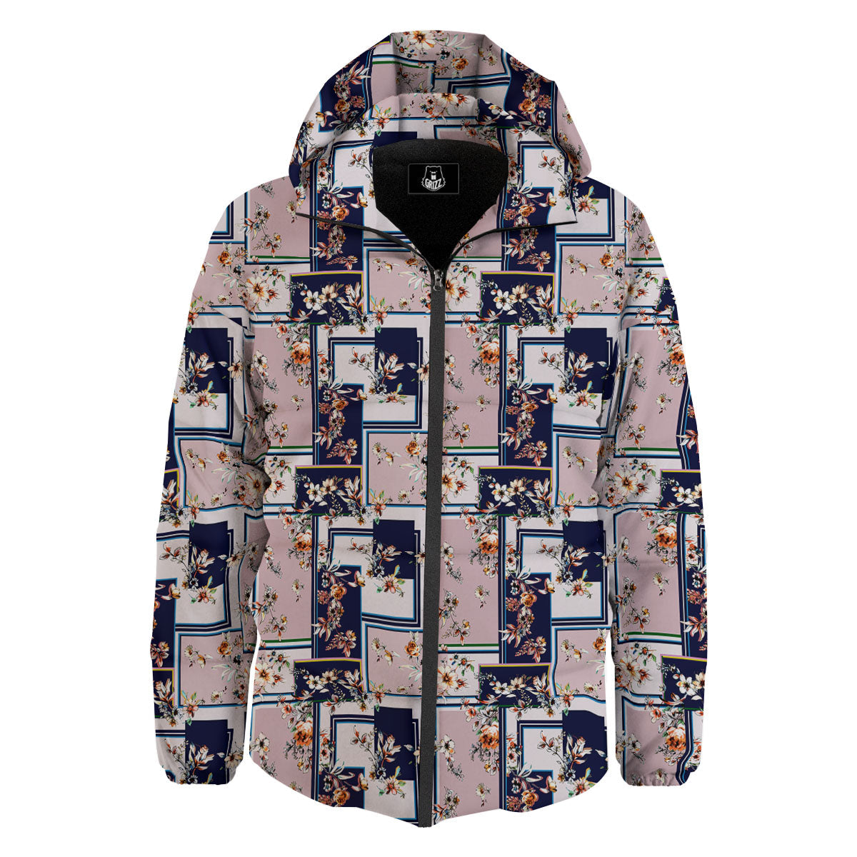 Patchwork Flower Vintage Print Pattern Down Jacket-grizzshop