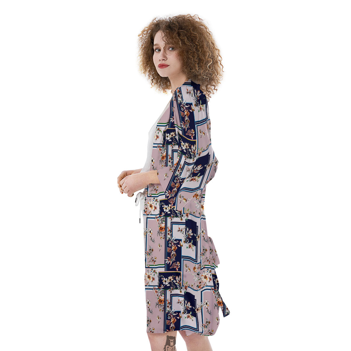 Patchwork Flower Vintage Print Pattern Kimono-grizzshop
