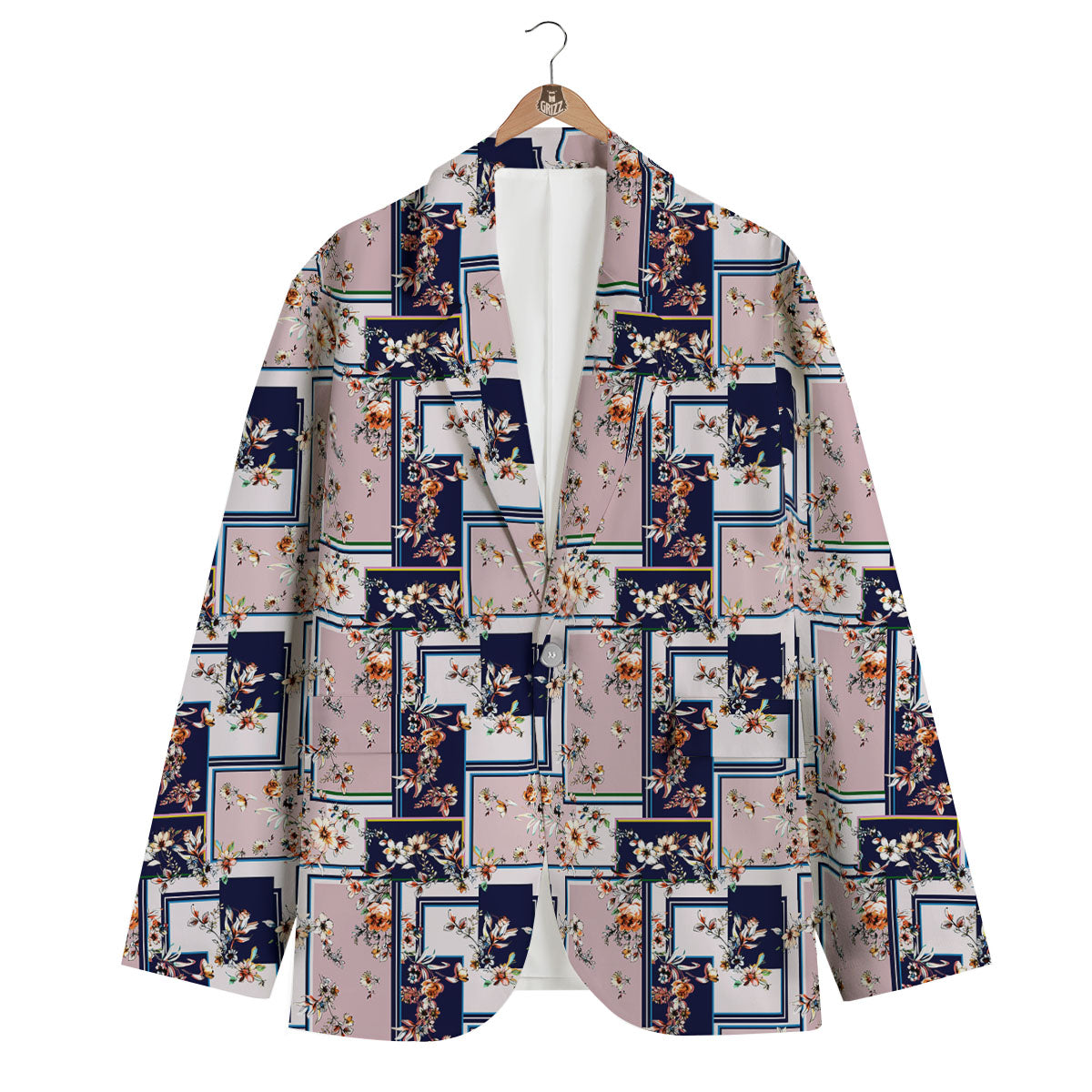 Patchwork Flower Vintage Print Pattern Men's Blazer-grizzshop