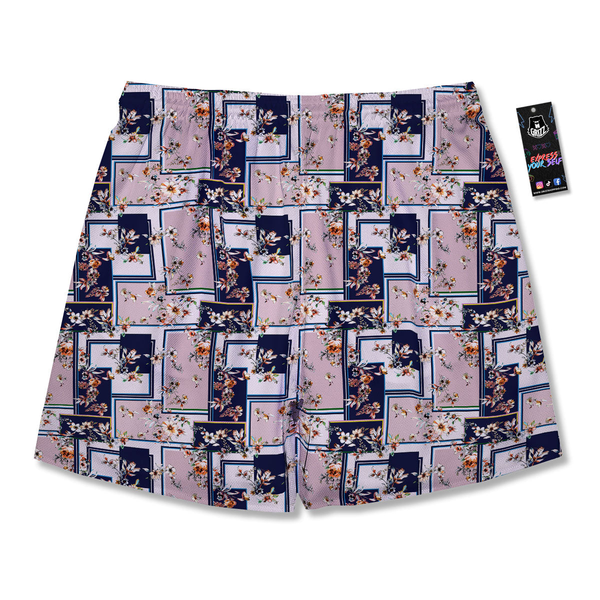 Patchwork Flower Vintage Print Pattern Men's Running Shorts-grizzshop