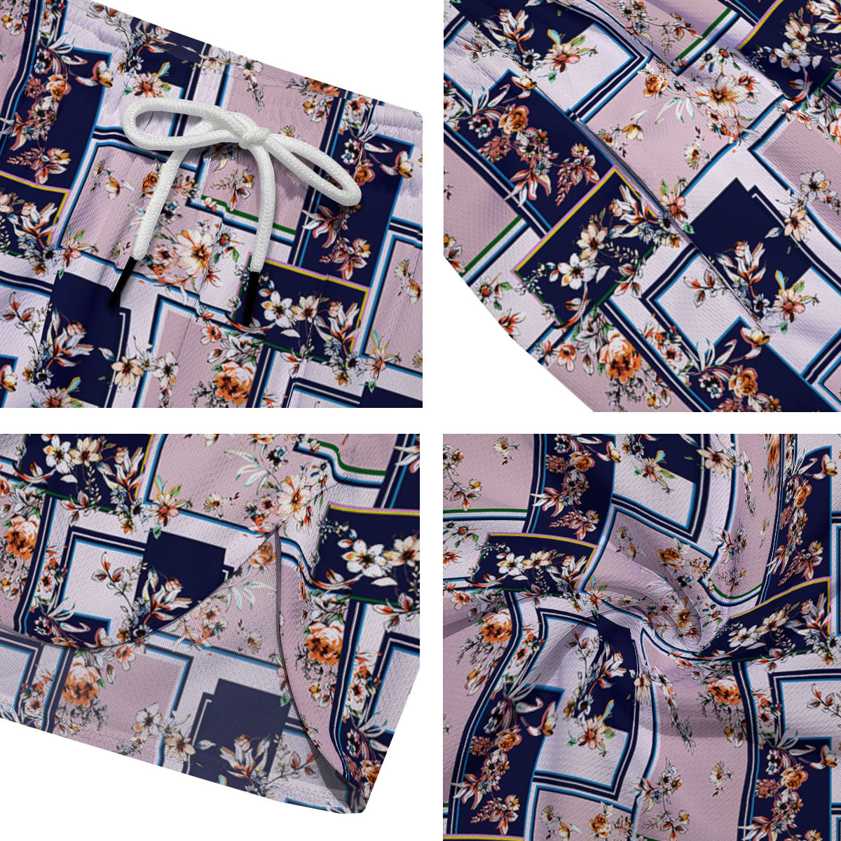 Patchwork Flower Vintage Print Pattern Men's Running Shorts-grizzshop