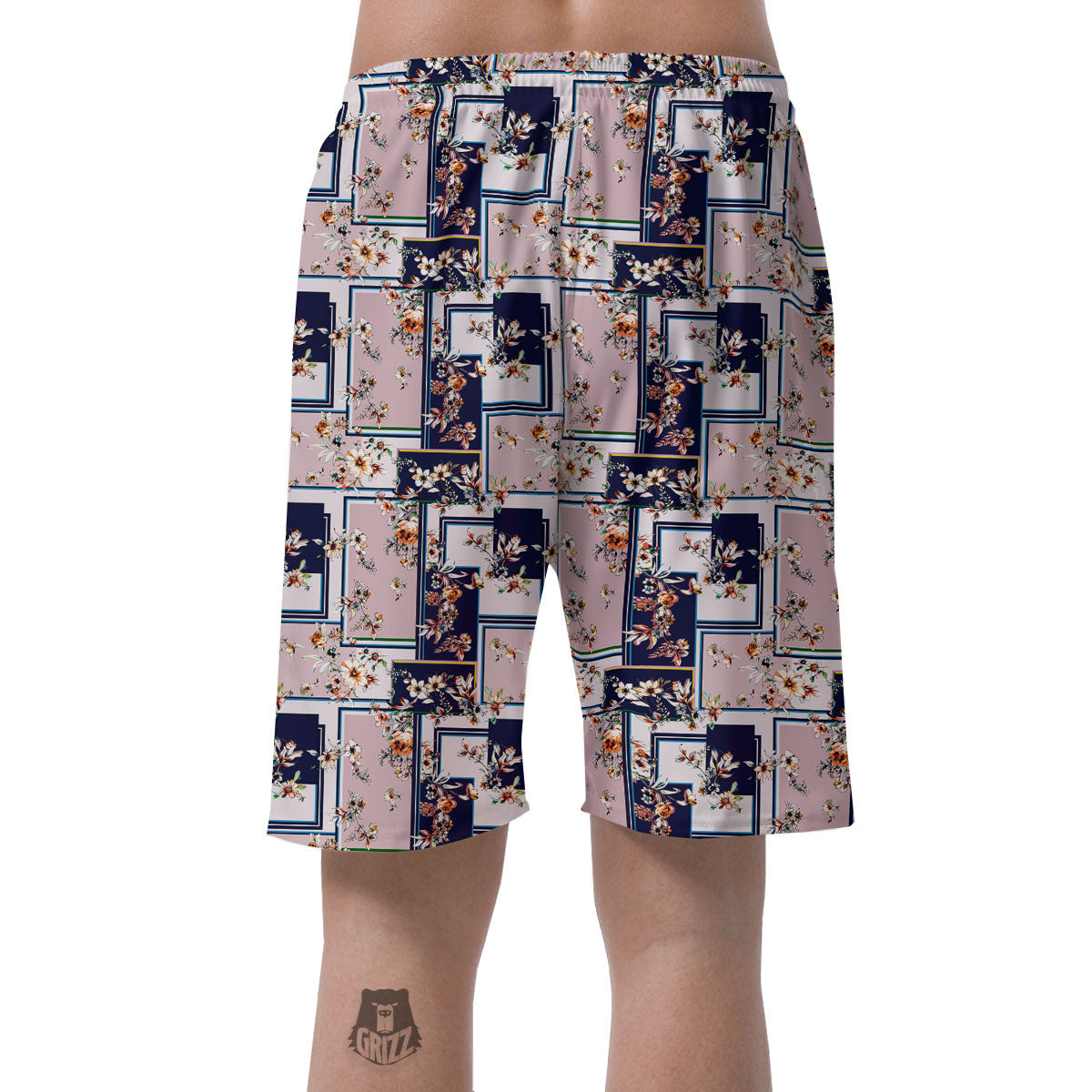Patchwork Flower Vintage Print Pattern Men's Shorts-grizzshop