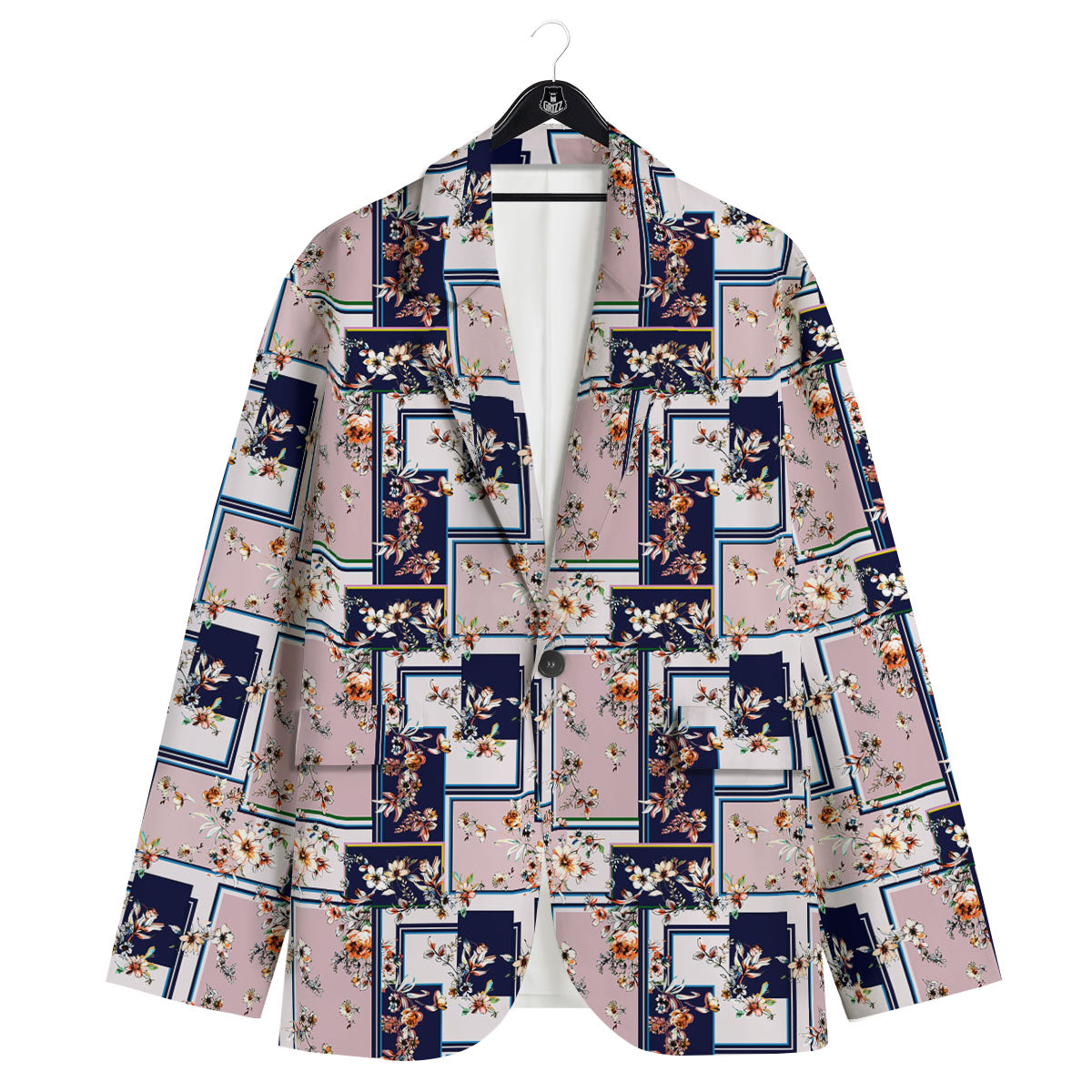 Patchwork Flower Vintage Print Pattern Men's Sport Coat-grizzshop