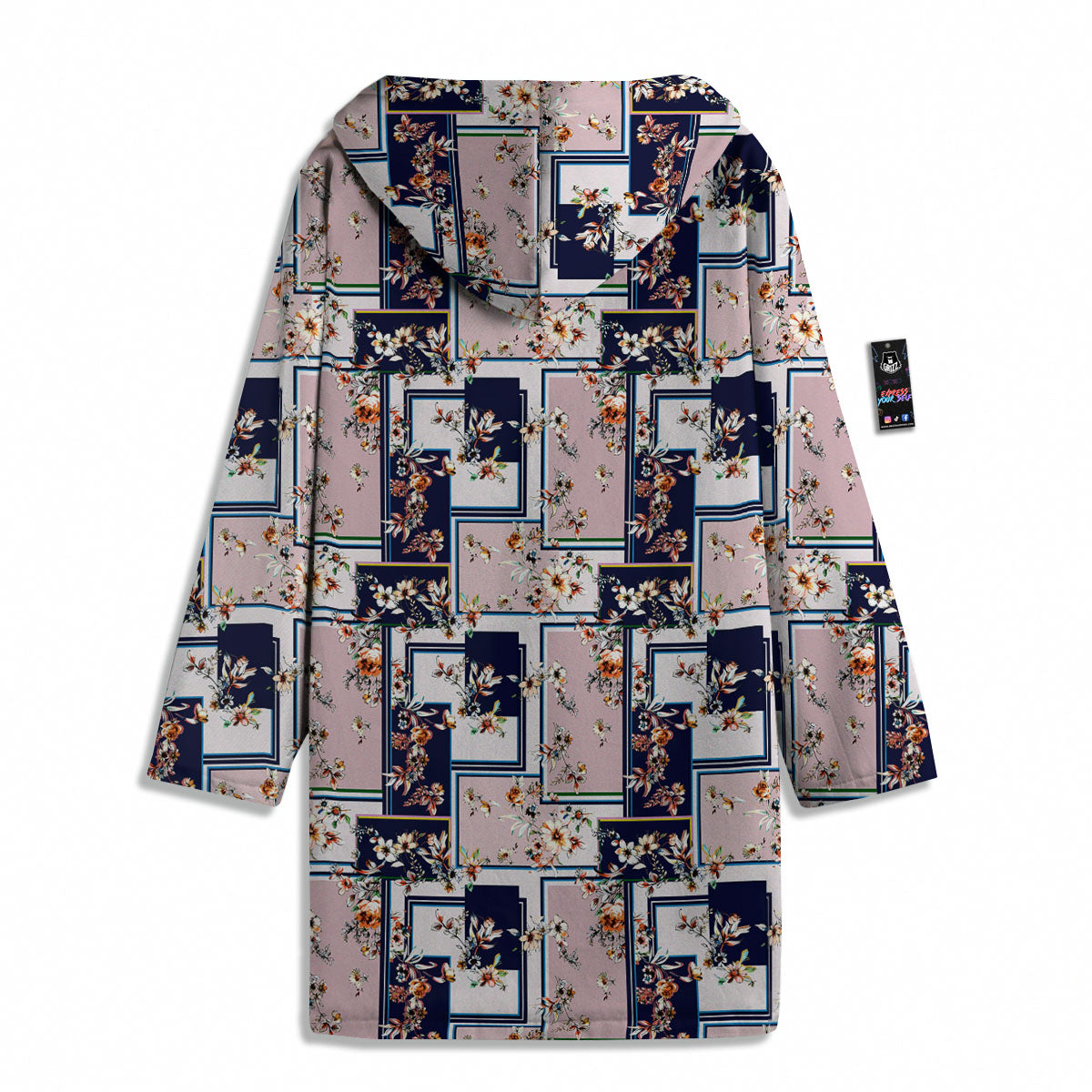 Patchwork Flower Vintage Print Pattern Men's Windbreaker Jacket-grizzshop