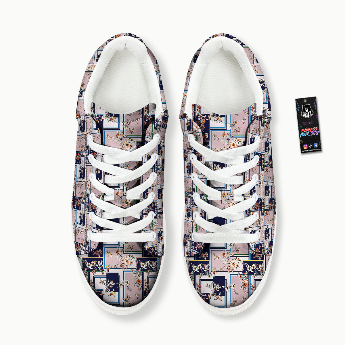 Patchwork Flower Vintage Print Pattern Platform Shoes-grizzshop