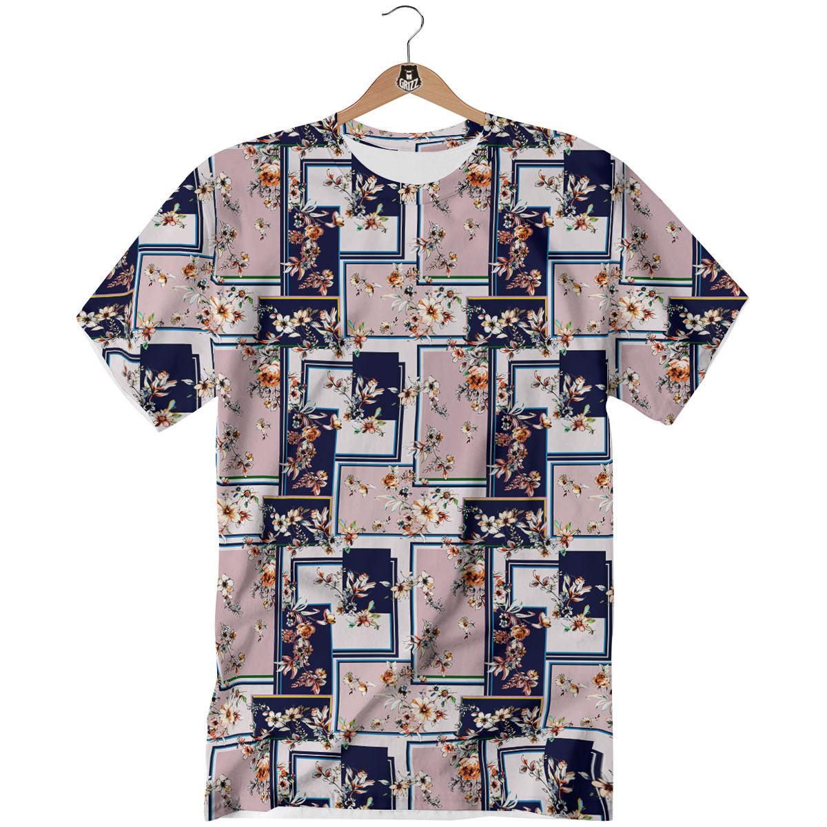 Patchwork Flower Vintage Print Pattern T-Shirt-grizzshop