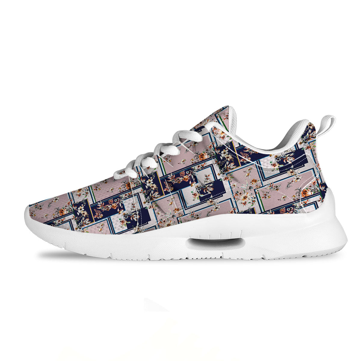 Patchwork Flower Vintage Print Pattern Tennis Shoes-grizzshop
