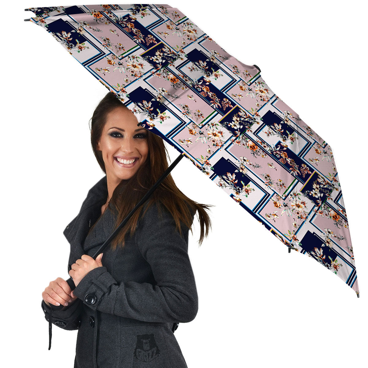 Patchwork Flower Vintage Print Pattern Umbrella-grizzshop