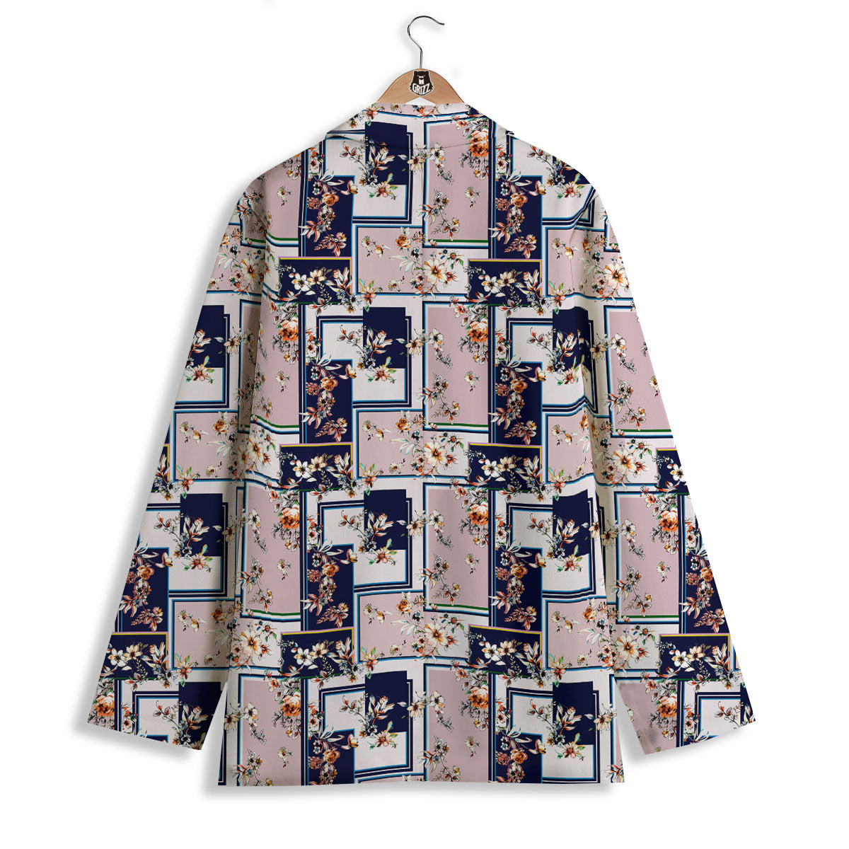 Patchwork Flower Vintage Print Pattern Women's Blazer-grizzshop