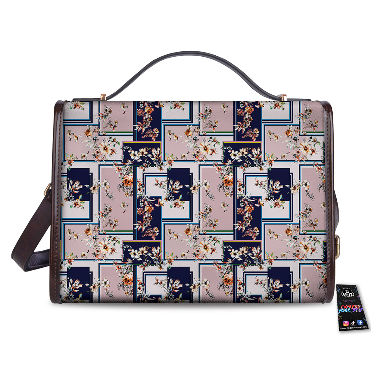 Patchwork Flower Vintage Print Pattern Women's Satchel Bag-grizzshop
