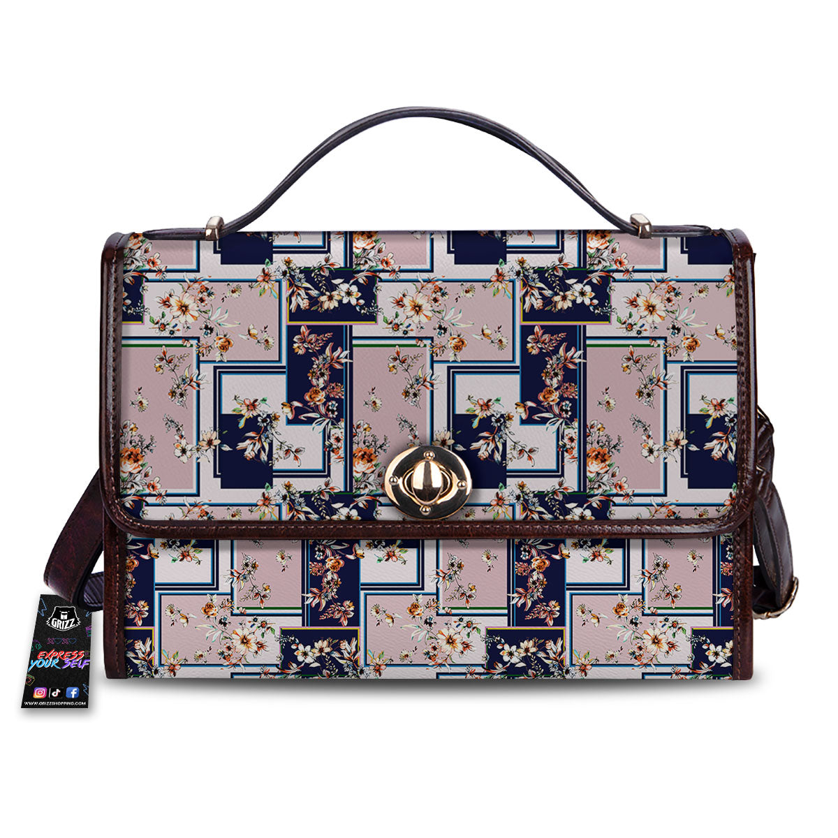 Patchwork Flower Vintage Print Pattern Women's Satchel Bag-grizzshop