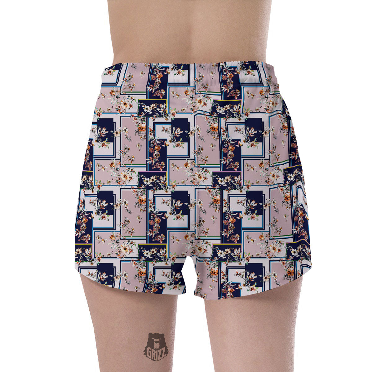 Patchwork Flower Vintage Print Pattern Women's Shorts-grizzshop