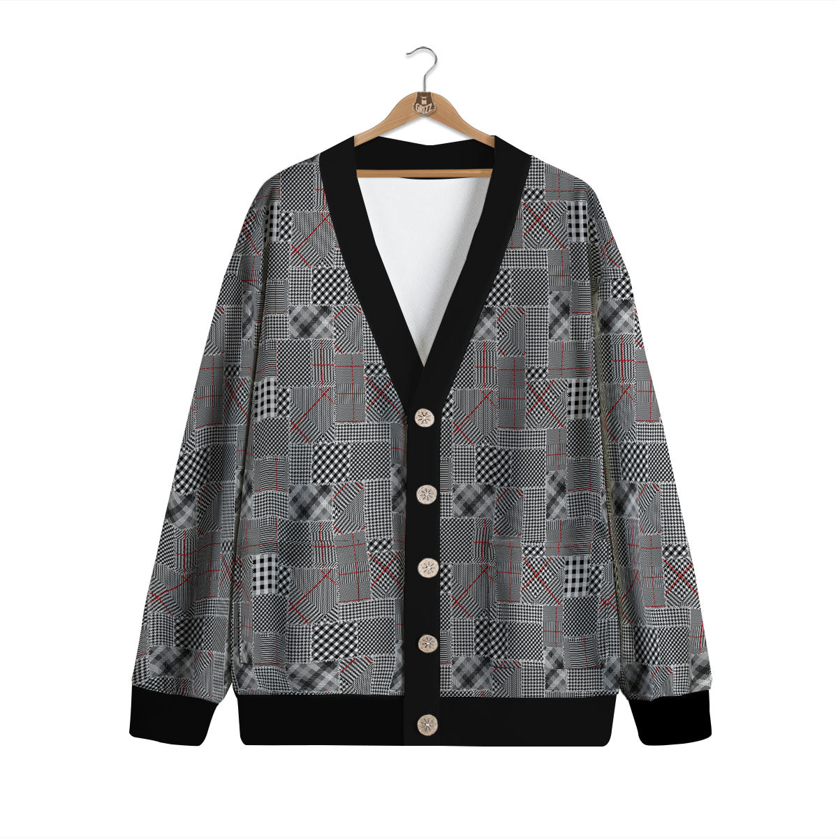 Patchwork Glen Plaid Print Pattern Cardigan-grizzshop