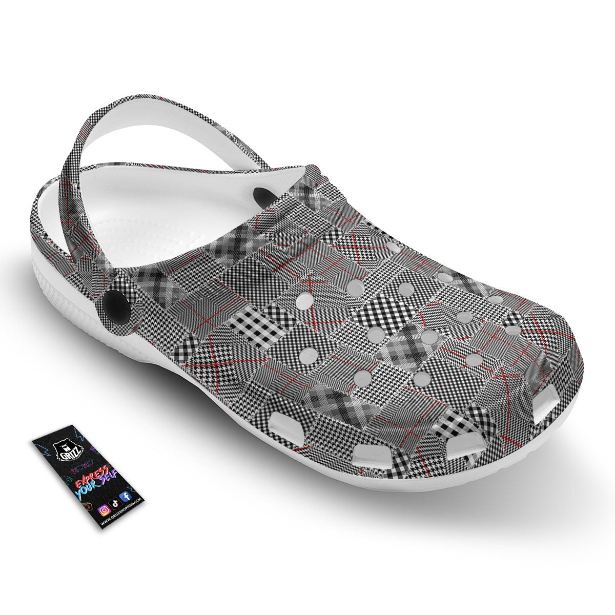 Patchwork Glen Plaid Print Pattern Clog-grizzshop