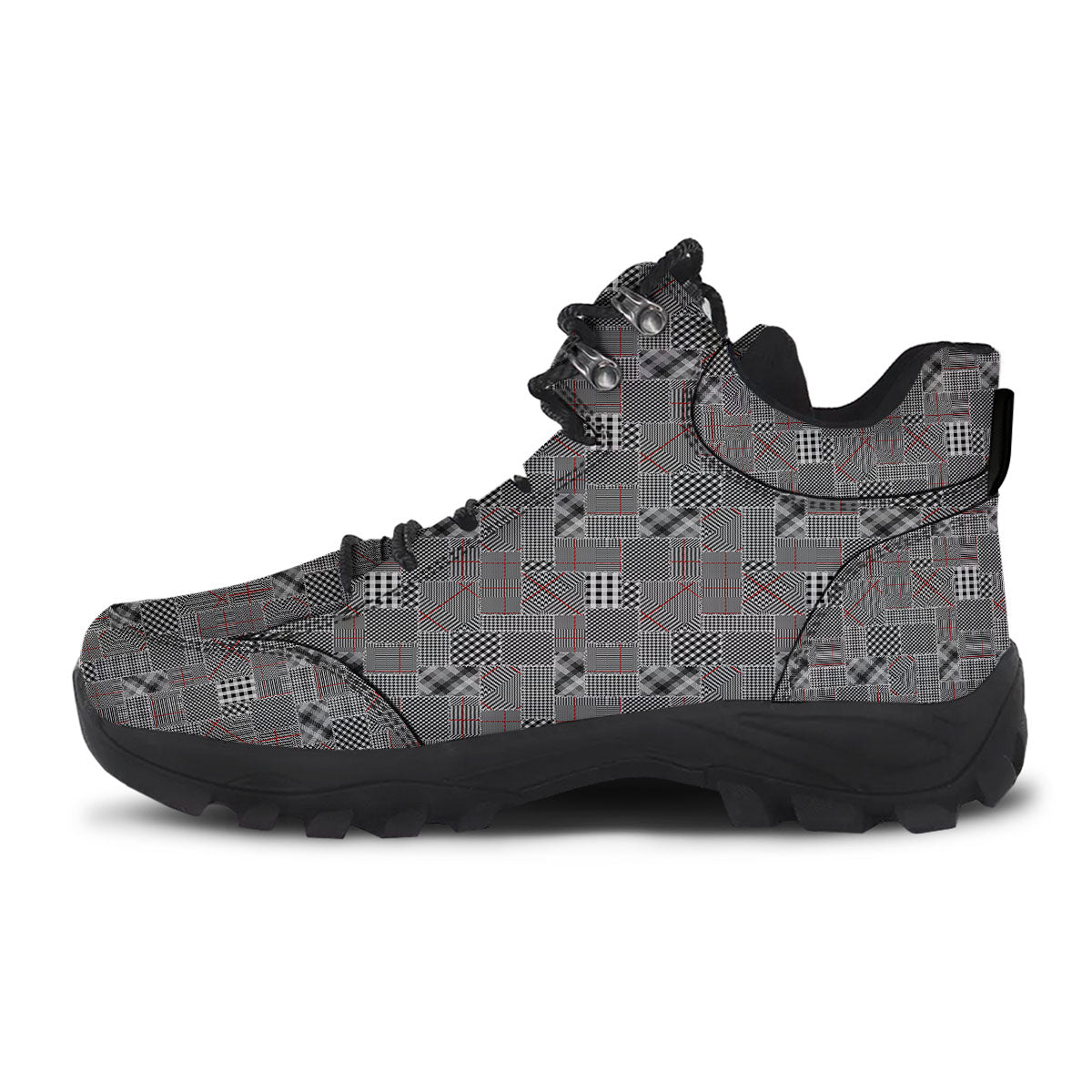 Patchwork Glen Plaid Print Pattern Hiking Shoes-grizzshop