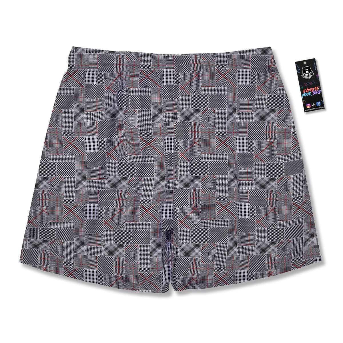 Patchwork Glen Plaid Print Pattern Men's Running Shorts-grizzshop